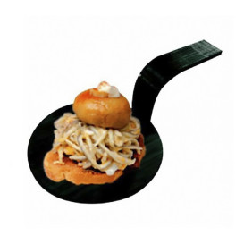 Mini-Bambusschaufel Schwarz Tapas Ø5 cm (400 Stück)
