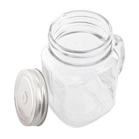 Glaskanne mit Deckel und Trinkhalm 450 ml (1 Stück)