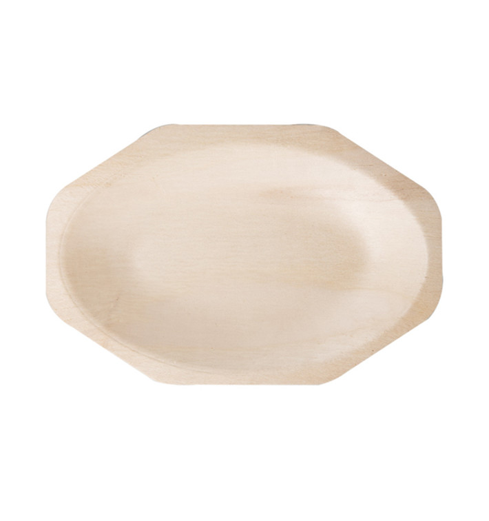Tablett aus Holz Achteckig 20x13x2,5 cm (50 Stück) Tablett aus Holz Achteckig 20x13x2,5 cm (50 Stück)
