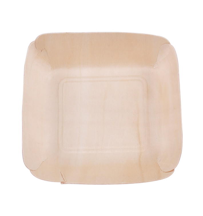Teller aus Holz Rechteckig 13x12x3cm (50 Stück) Teller aus Holz Rechteckig 13x12x3cm (50 Stück)