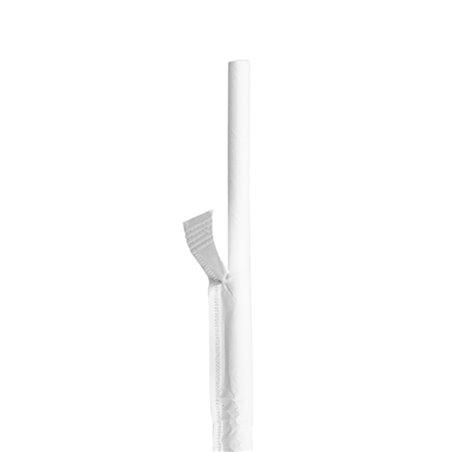 Trinkhalme Starr Einzeln Weiß Verpackt Weiß Ø6mm 21cm (250 Stück)