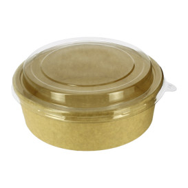 Suppenbecher To Go Kraft-Kraft Mit Deckel RPET 33Oz/1000 ml (100 Stück)