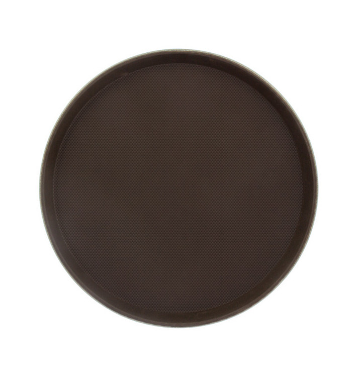 Plastiktablett Rund Rutschfeste Braun Ø35,5cm (1 Stück) Plastiktablett Rund Rutschfeste Braun Ø35,5cm (1 Stück)