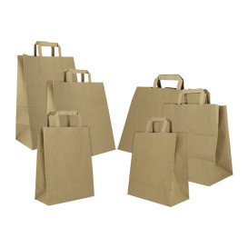 Kraftpapiersäcke mit Flachem Griff 80g/m² 26+14x29cm (250 Stück)
