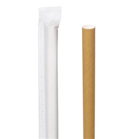 Trinkhalme Starr Einzeln Natürlich Verpackt Ø8mm 20cm (100 Stück)