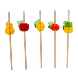 Trinkhalme Starr Einzeln Früchte  Ø6mm 23cm (24 Stück)