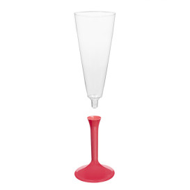 Sektflöte Plastik mit koralleem Fuß 160ml 2T (20 Stück)