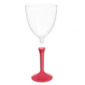 Glas aus Plastik für Wein koralle Fuß 300ml 2T (20 Stück)
