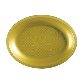 Plastiktablett Oval Gold Round PP 255x190mm (25 Stück)