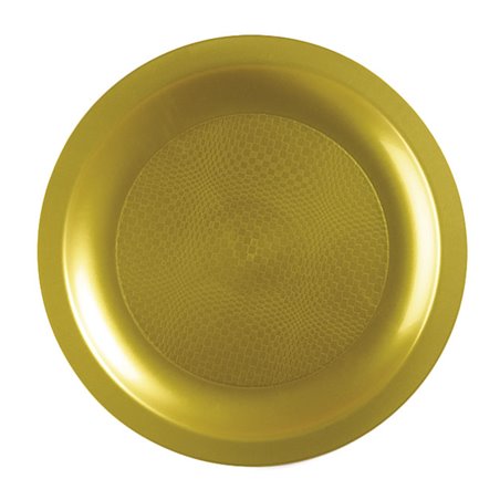 Wiederverwendbare harte Teller Flach Gold "Round" PP Ø18,5cm (25 Stück)