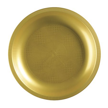 Wiederverwendbare harte Teller Flach Gold "Round" PP Ø22cm (600 Stück)