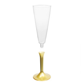 Sektflöte Plastik mit goldenem Fuß 160ml 2T (20 Stück)