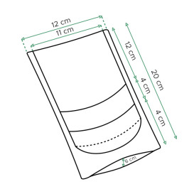 Papiertüten DoyPack mit Fenster und Innenfolie Weiß 12+6x20cm (1000 Stück)