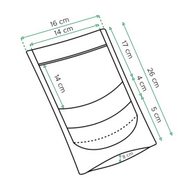Papiertüten DoyPack mit Fenster und Innenfolie Weiß 16+8x26cm (50 Stück)