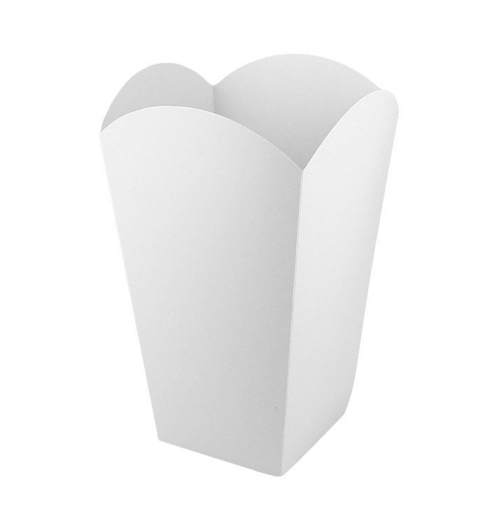 Große Popcorn Box weiß 150gr. 8,7x13x20,3cm (250 Stück) Große Popcorn Box weiß 150gr. 8,7x13x20,3cm (250 Stück)