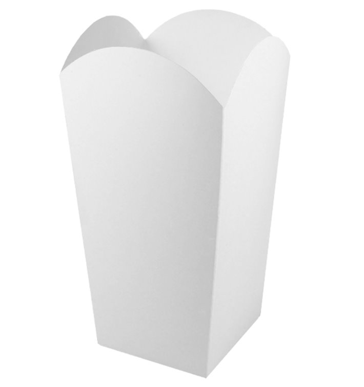Medium Popcorn Box weiß 90gr. 7,8x10,5x18cm (350 Stück) Medium Popcorn Box weiß 90gr. 7,8x10,5x18cm (350 Stück)