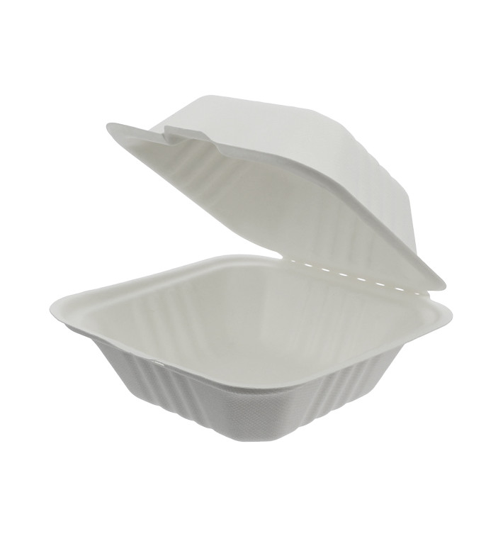 Burger-Box Zuckerrohr Weiß 152x153x77mm (500 Stück) Burger-Box Zuckerrohr Weiß 152x153x77mm (500 Stück)