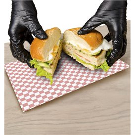 Wachspapier fettdicht für Burger “Vichy” Rot 20x24,5cm (1.000 Stück)