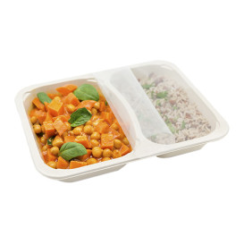 Verpackung Zuckerrohr PLA 2C 820ml 22,7x17,8x3,2cm  (300 Stück)