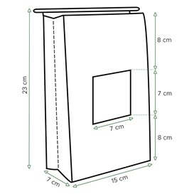 Papiertüten mit Fenster und Innenfolie 15+7x23cm (1000 Stück)