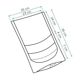 Papiertüten DoyPack mit Fenster und Innenfolie Weiß  25+12x35cm (50 Stück)