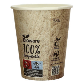 Bio Kaffeebecher to go PLA 9 Oz/270ml Ø8,0cm (50 Stück)