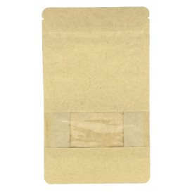 Papiertüten StandUp mit Fenster und Innenfolie 12+6x20cm (50 Stück)