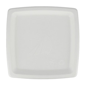 Quadratischer Teller Zuckerrohr 17cm (125 Stück)