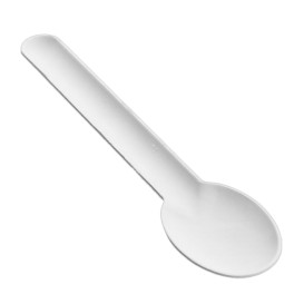 Löffel aus Zuckerrohr Weiß 16cm (50 Stück)