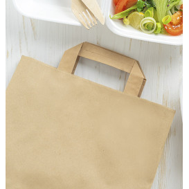 Kraftpapiersäcke mit Flachem Griff 80g/m² 32+16x35cm (250 Stück)