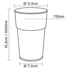 Plastikbecher Transparent 1000ml/1L (750 Stück)