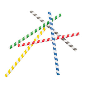 Trinkhalme aus Papier Sortiert Eigestränk Ø10mm 21cm (50 Stück)
