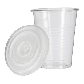 PP Transparenter Becher 240ml + Reisekreuzdeckel PS Ø7,4cm (1.000 Stück)