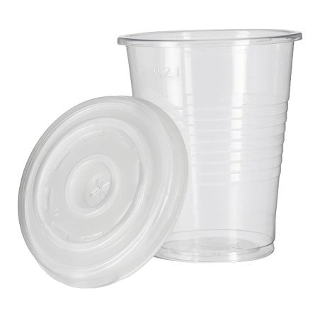 PP Transparenter Becher 240ml + Reisekreuzdeckel PS Ø7,4cm (1.000 Stück)
