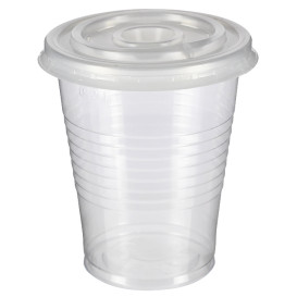 PP Transparenter Becher 240ml + Reisekreuzdeckel PS Ø7,4cm (1.000 Stück)