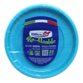 Wiederverwendbar Plastikteller Tief Wirtschaftlich PS Hellblau Ø20,5cm (25 Stück)