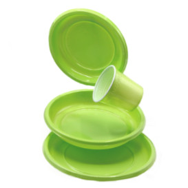 Wiederverwendbar Plastikteller Tief Wirtschaftlich PS Gras Grün Ø20,5cm (150 Stück)