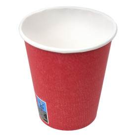 Plastikfreier Pappbecher 9 Oz/250ml "Colors" Rot Ø8cm (300 Stück)