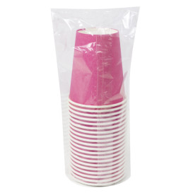 Plastikfreier Pappbecher 9 Oz/250ml "Colors" Pink Ø8cm (20 Stück)