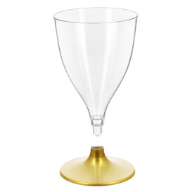 Wiederverwendbarer PS Wasser/Wein Gold Fuß 200ml 2P (6 Stück)
