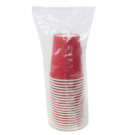 Plastikfreier Pappbecher 9 Oz/250ml "Colors" Rot Ø8,0cm (300 Stück)