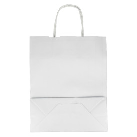 Papiertüten Kraft weiß mit Henkeln 100g/m² 25+11x31cm (200 Stück)