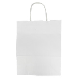 Papiertüten Kraft weiß mit Henkeln 100g/m² 25+11x31cm (200 Stück)