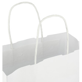 Papiertüten Kraft weiß mit Henkeln 100g/m² 25+11x31cm (200 Stück)