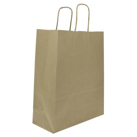 Papiertüten Kraft mit Henkeln 100g/m² 25+11x31cm (200 Stück)