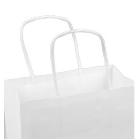 Papiertüten Kraft weiß mit Henkeln 100g/m² 18+8x24cm (25 Stück)