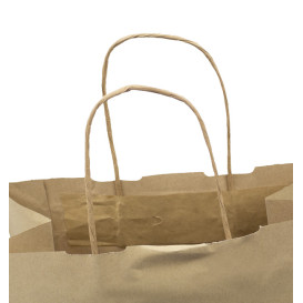 Papiertüten Kraft braun mit Henkeln 100g/m² 27+14x26cm (250 Stück)