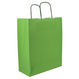 Papiertüten Grün mit Henkeln 100g/m² 25+11x31cm (200 Stück)