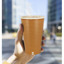 Plastikfreier Pappbecher 14 Oz/420ml "Karamell" Ø9cm (50 Stück)