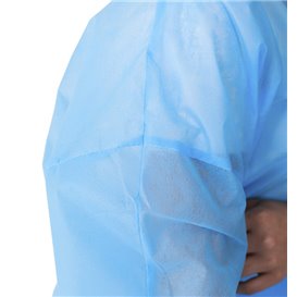 Einweg Schutzmäntel für Besuch Klettverschluss Ohne Tasche Blau XL 25gr (10 Stück)